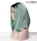 Black To Mint Green Bob Style Synthetic Lace Front Wig