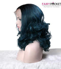Black To Peacock Green Wavy Synthetic Lace Front Wig