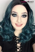 Black To Peacock Green Wavy Synthetic Lace Front Wig