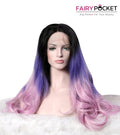 Black Turns Purple To Pink Wavy Synthetic Lace Front Wig
