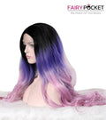 Black Turns Purple To Pink Wavy Synthetic Lace Front Wig