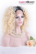 Black to Blonde Ombre Medium  Curly Lace Front Wig