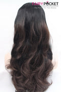 Black to Dark Brown Ombre Long Wavy Lace Front Wig