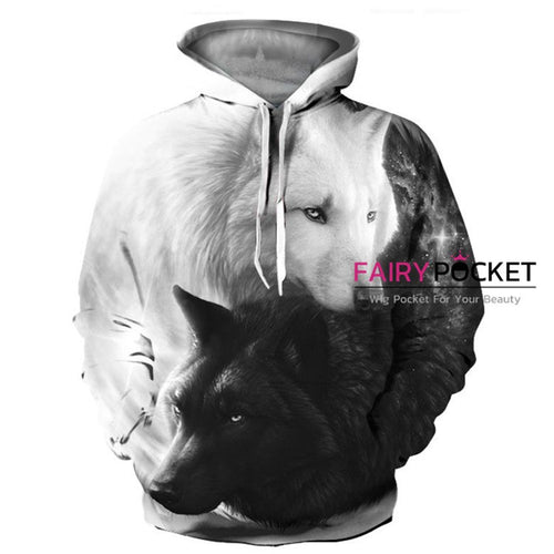 Black and White Wolves Hoodie