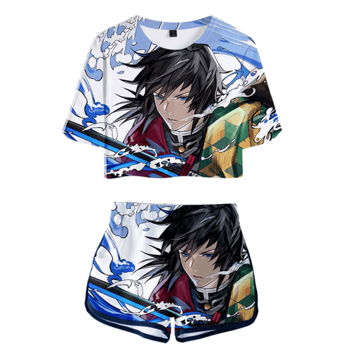 Blade of Demon Destruction Anime T-Shirt and Shorts Suits - H