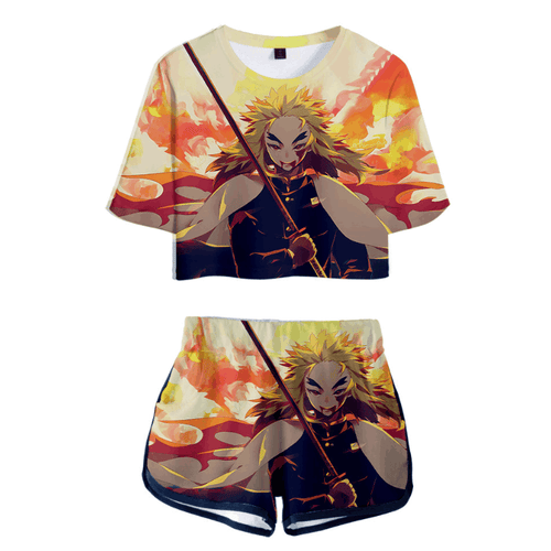 Blade of Demon Destruction Anime T-Shirt and Shorts Suits - K