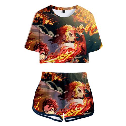 Blade of Demon Destruction Anime T-Shirt and Shorts Suits - X