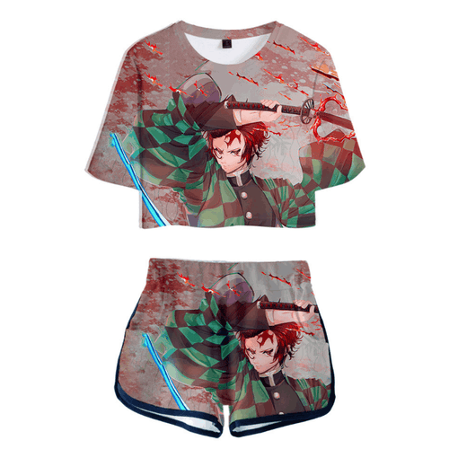 Blade of Demon Destruction Anime T-Shirt and Shorts Suits - Y