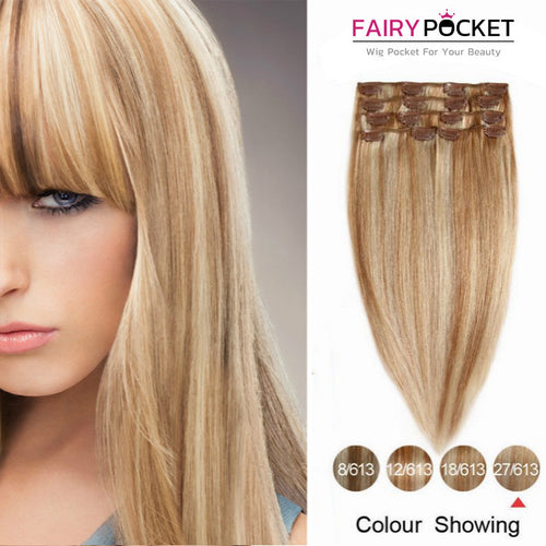 Blonde Mix Strawberry Blonde Straight Clip In Remy Human Hair Extentions