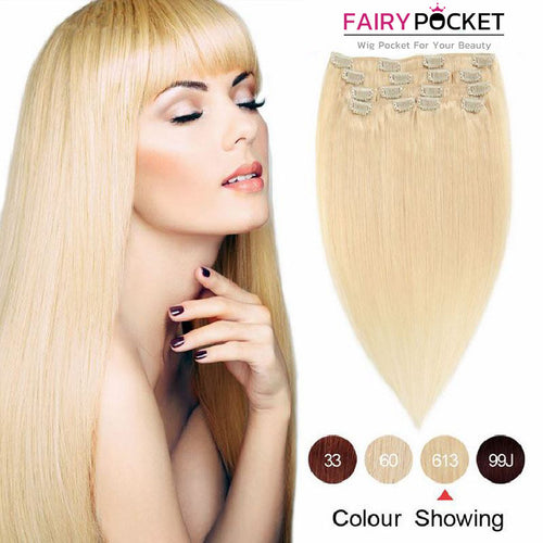 Blonde Straight Clip In Remy Human Hair Extentions