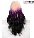 Blonde Balayage Purple Ombre Black Wavy Synthetic Lace Front Wig