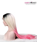 Blonde Ombre Splash of Peach Straight Synthetic Lace Front Wig