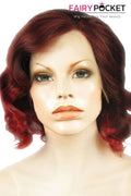 Brown to Poppy Red Ombre Medium Wavy Lace Front Wig