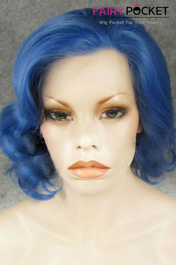 Royal Blue Short Wavy Lace Front Wig