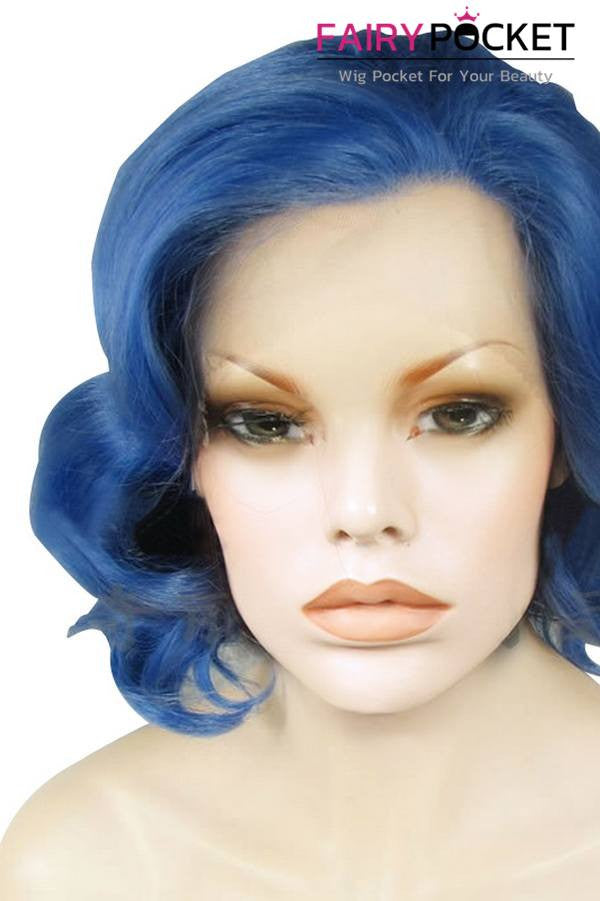 Blue Medium Wavy Lace Front Wig