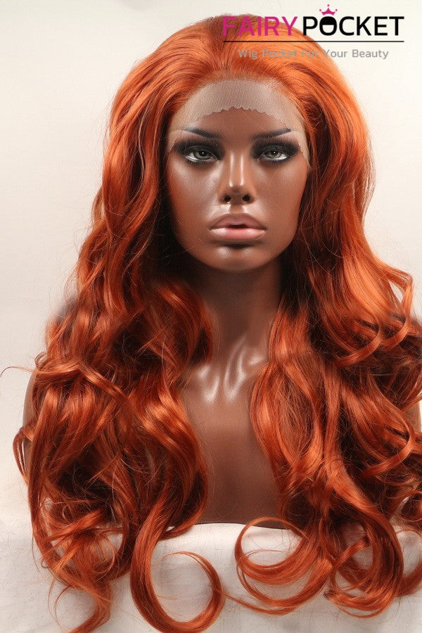 Burnt Orange Long Wavy Lace Front Wig