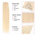 Platinum Blonde Straight Clip In Remy Human Hair Extentions