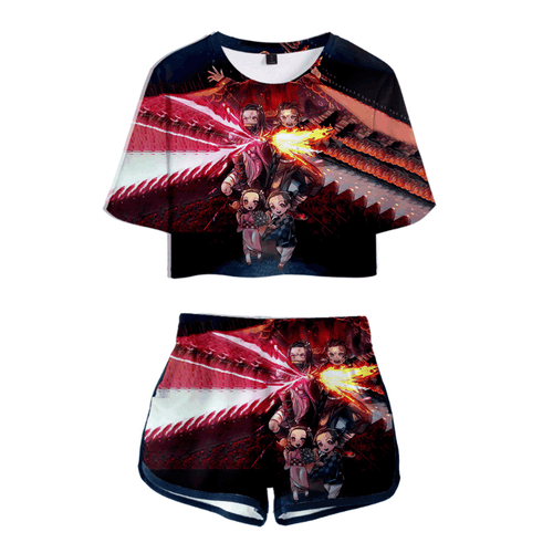 Blade of Demon Destruction Anime T-Shirt and Shorts Suits - B