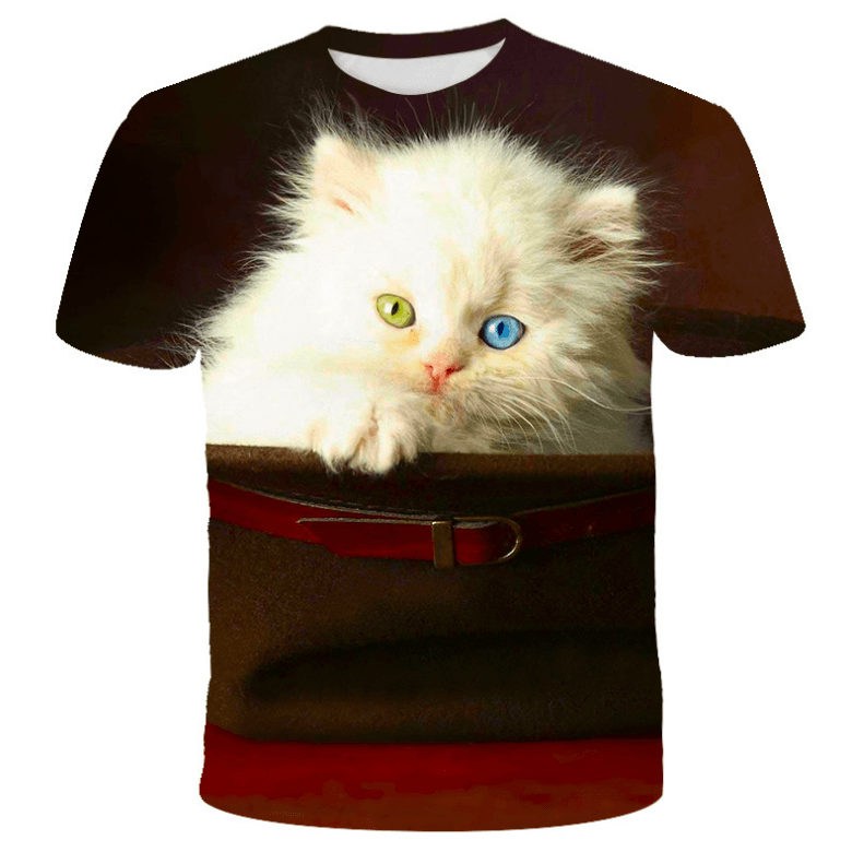Cut Cat Animal T-Shirt - C