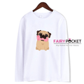 Cute Pug Dog Long-Sleeve T-Shirt (4 Colors) - B