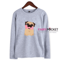 Cute Pug Dog Long-Sleeve T-Shirt (4 Colors) - B