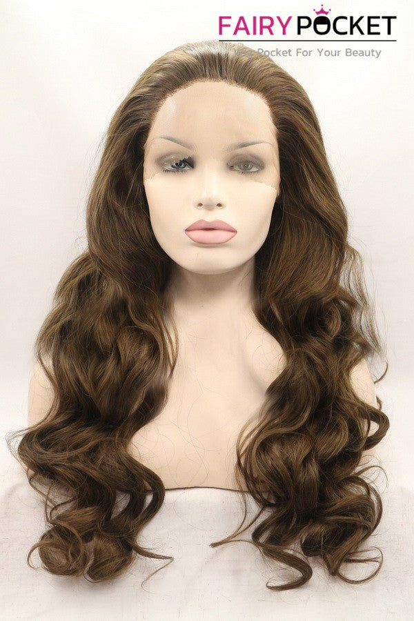 Gorgeous Tan Long Wavy Lace Front Wig