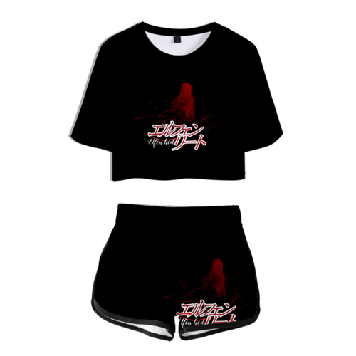 Elfen-Lied Anime T-Shirt and Shorts Suit - C
