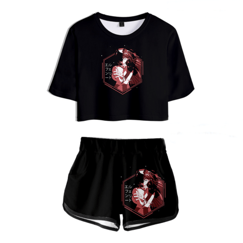 Elfen-Lied Anime T-Shirt and Shorts Suit - F