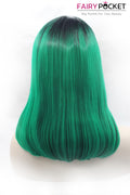 Nature Black to Spring Green Medium Straight Lace Front Wig
