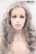 Light Grey Long Wavy Lace Front Wig