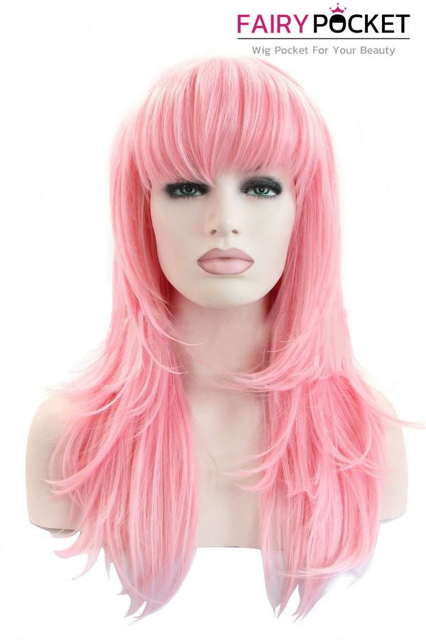 Light Pink Long Wavy Lace Front Wig