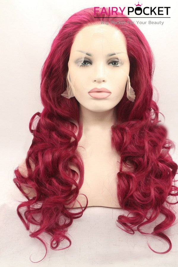 Gorgeous Scarlet Red Long Wavy Lace Front Wig