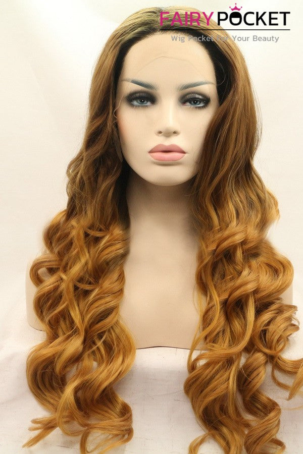 Sable Brown to Honey Brown Ombre Long Wavy Lace Front Wig
