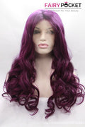 Violet Red Long Wavy Lace Front Wig