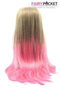 Brown and Blonde to Sorbet Pink Ombre Long Straight Lace Front Wig