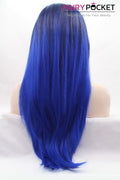 Black to Royal Blue Ombre Long Straight Lace Front Wig