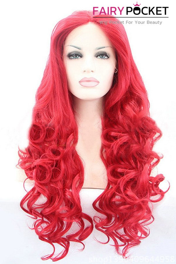 Cadmium Red Long Curly Lace Front Wig
