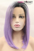 Black to Light Orchid Ombre Medium Straight Lace Front Wig
