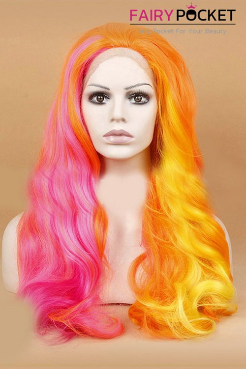 Cool Colorful Long Wavy Lace Front Wig