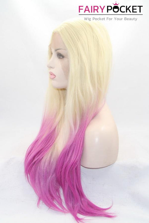 Blonde to Violet Purple Ombre Long Straight Lace Front Wig