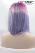 Nature Black turns Hot Pink to Light Orchid Purple Ombre Medium Straight Lace Front Wig