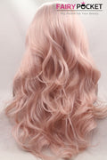 Nature Black to Light Pink Ombre Long Wavy Lace Front Wig