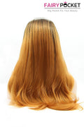 Nature Black to Orange Ombre Long Wavy Lace Front Wig