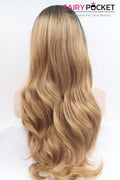 Nature Black to Sandy Brown Ombre Long Wavy Lace Front Wig