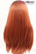 Nature Black to Orange Red Ombre Long Straight Lace Front Wig