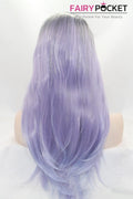 Grey to Lavender Ombre Long Wavy Lace Front Wig