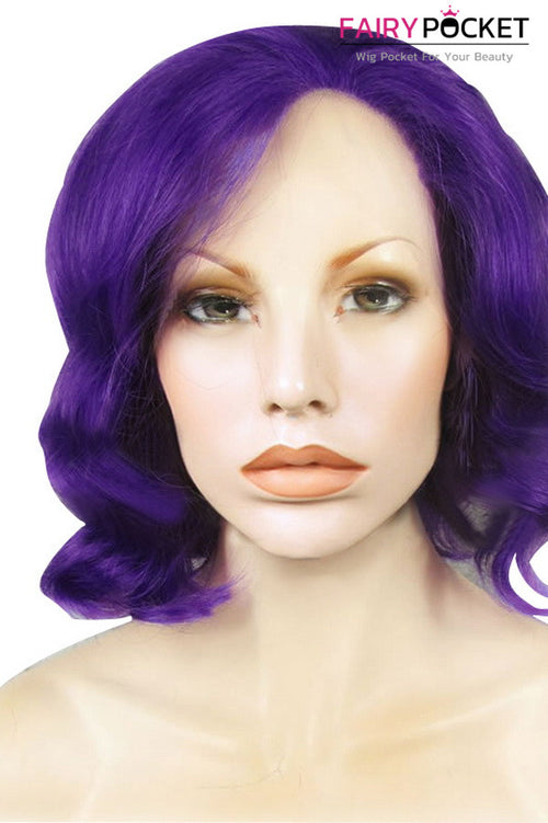 Dark Violet Short Wavy Lace Front Wig