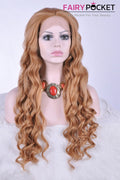 Honey Brown Long Wavy Lace Front Wig