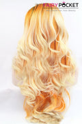 Black turns Orange to Blonde Long Wavy Lace Front Wig