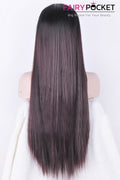 Nature Black and Brown Mixed Long Straight Lace Front Wig